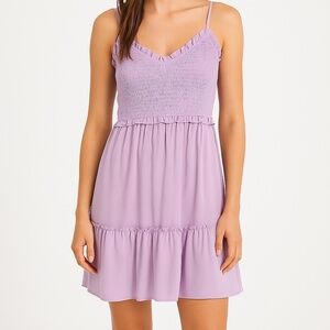 Dillards | Size Small | Smocked Ruffle Strap Dress (Lavender)